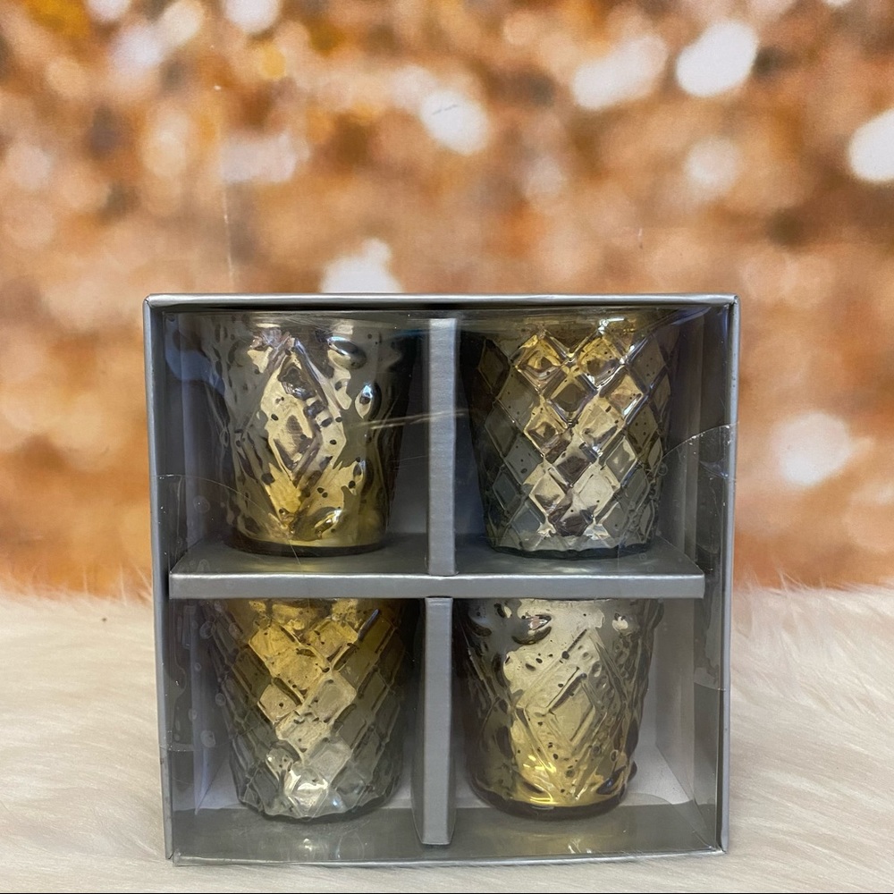 Romantic and Nostalgic Rachel Ashwell Gold  Set Of 4 Votive Candles